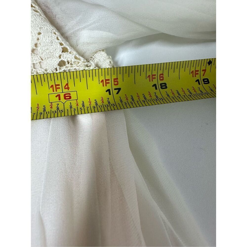 Rare Vintage Pleated Mini Dress Lace Trim Lined Sheer Size 5 (M) Cream Back Zip - Picture 7 of 15